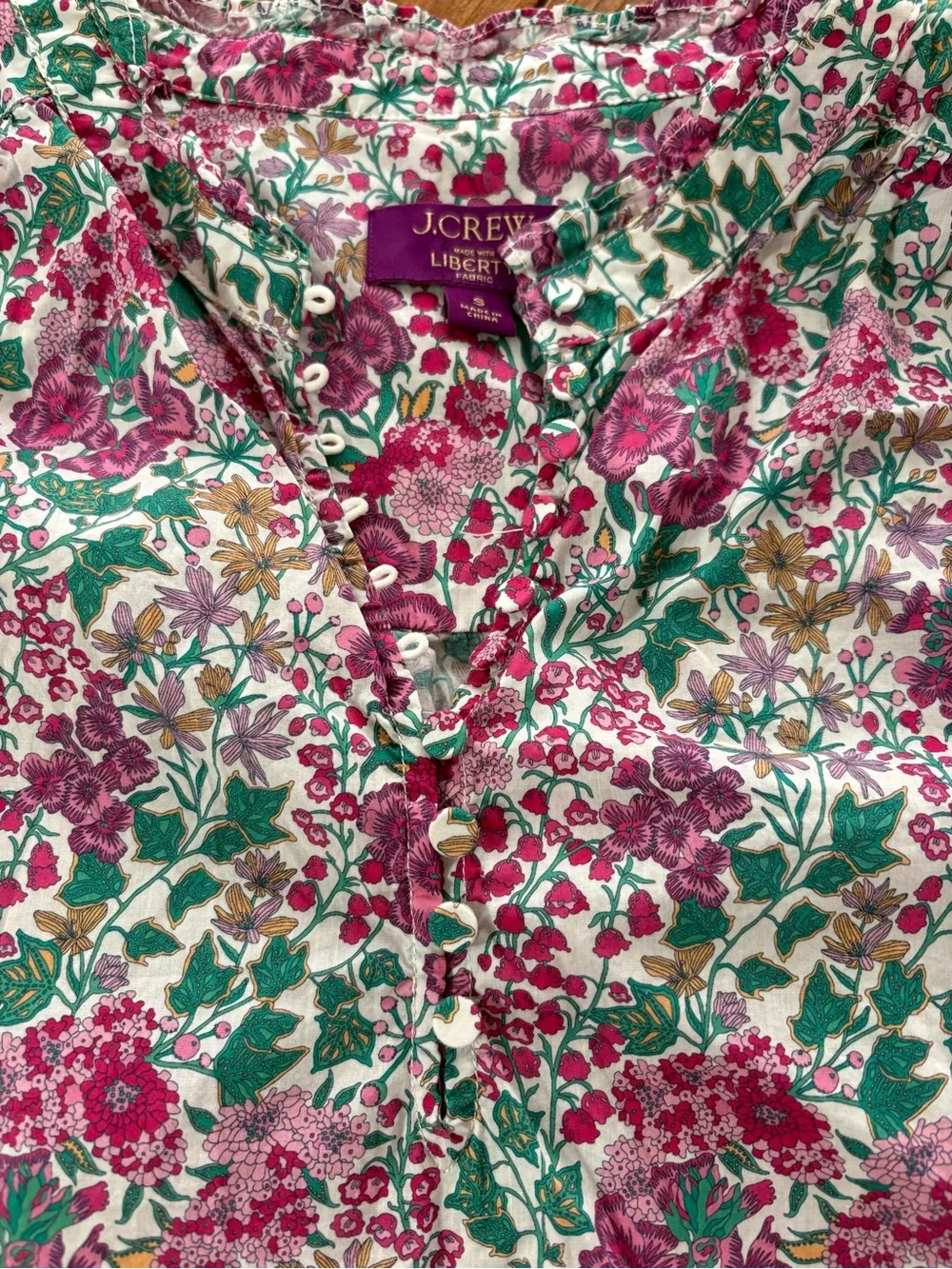 J.Crew X Liberty of London Fabric Edna Floral Puff Sleeve Popover Blouse